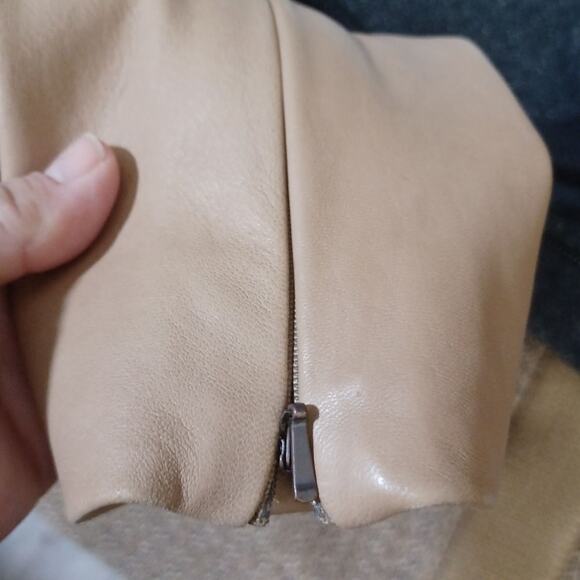 Fossil Brown Leather Wool Silk Jacket Small - Picture 3 of 8